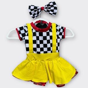 WEISSMAN Dance Costume The Race Is On Leotard Tulle Check Yellow Child SC 6 6X